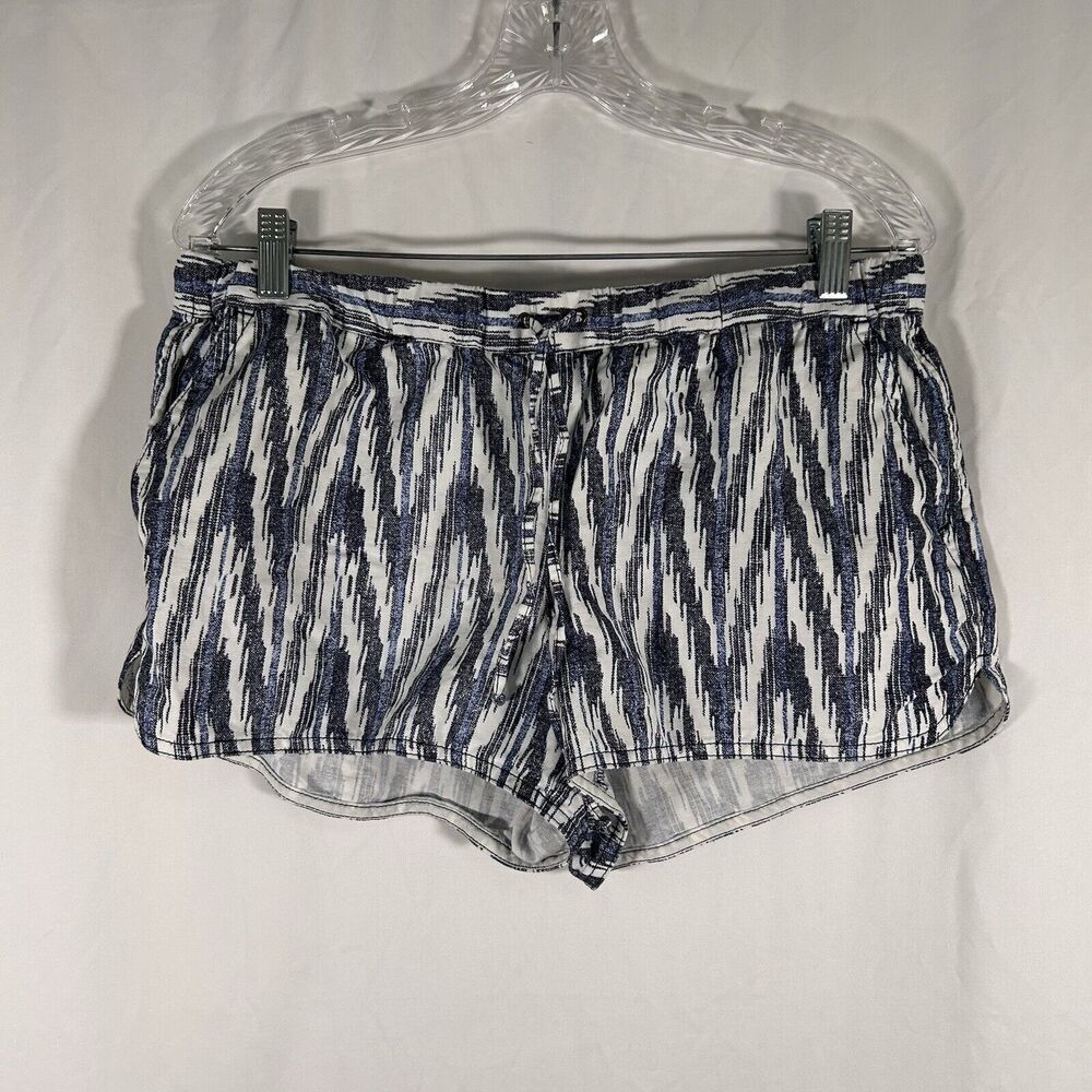 J. Crew Linen Blend Shorts Women's Medium Blue White Striped Drawstring Pull On